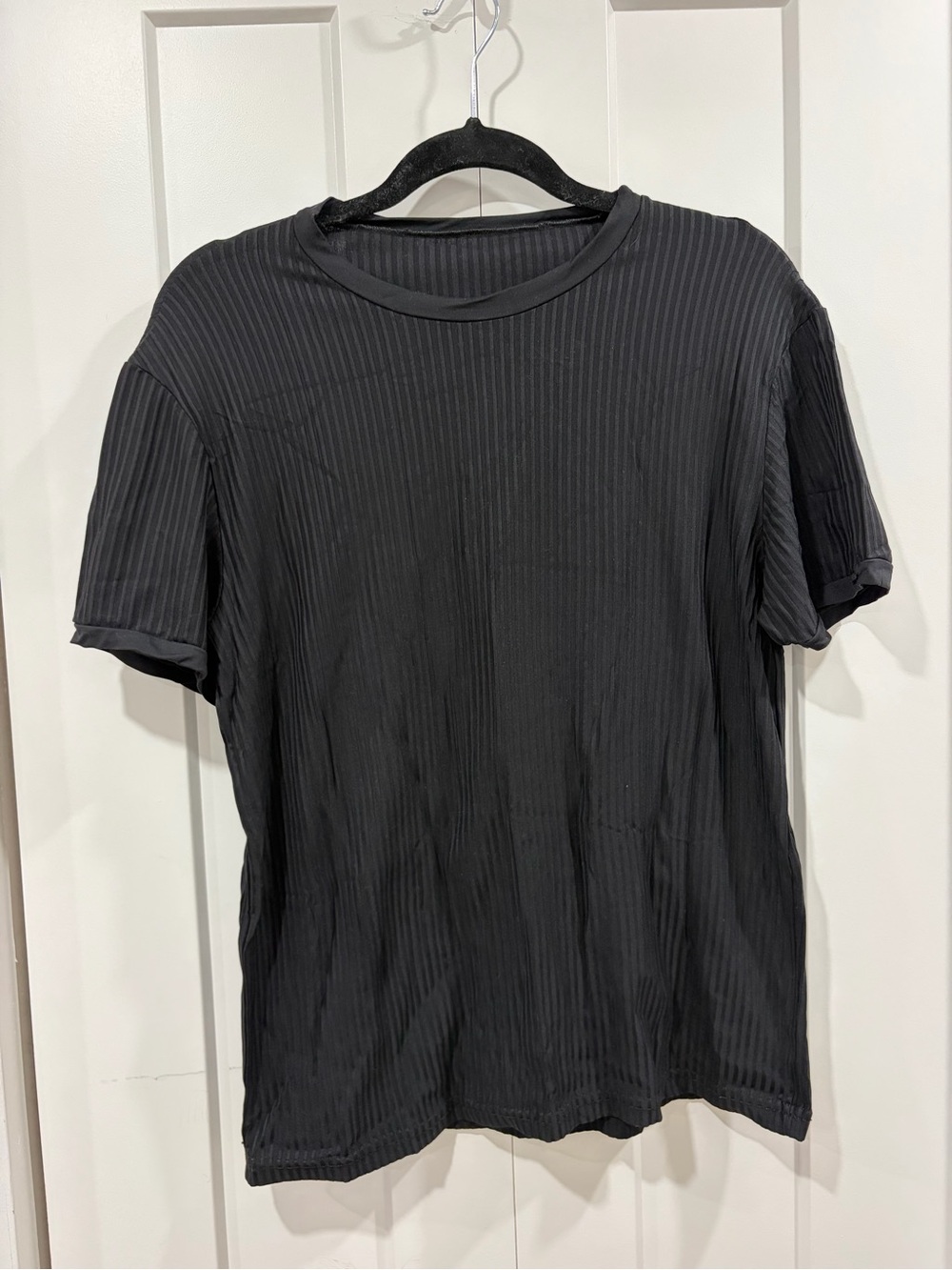 Everyday Black Ribbed Short Sleeve Tee